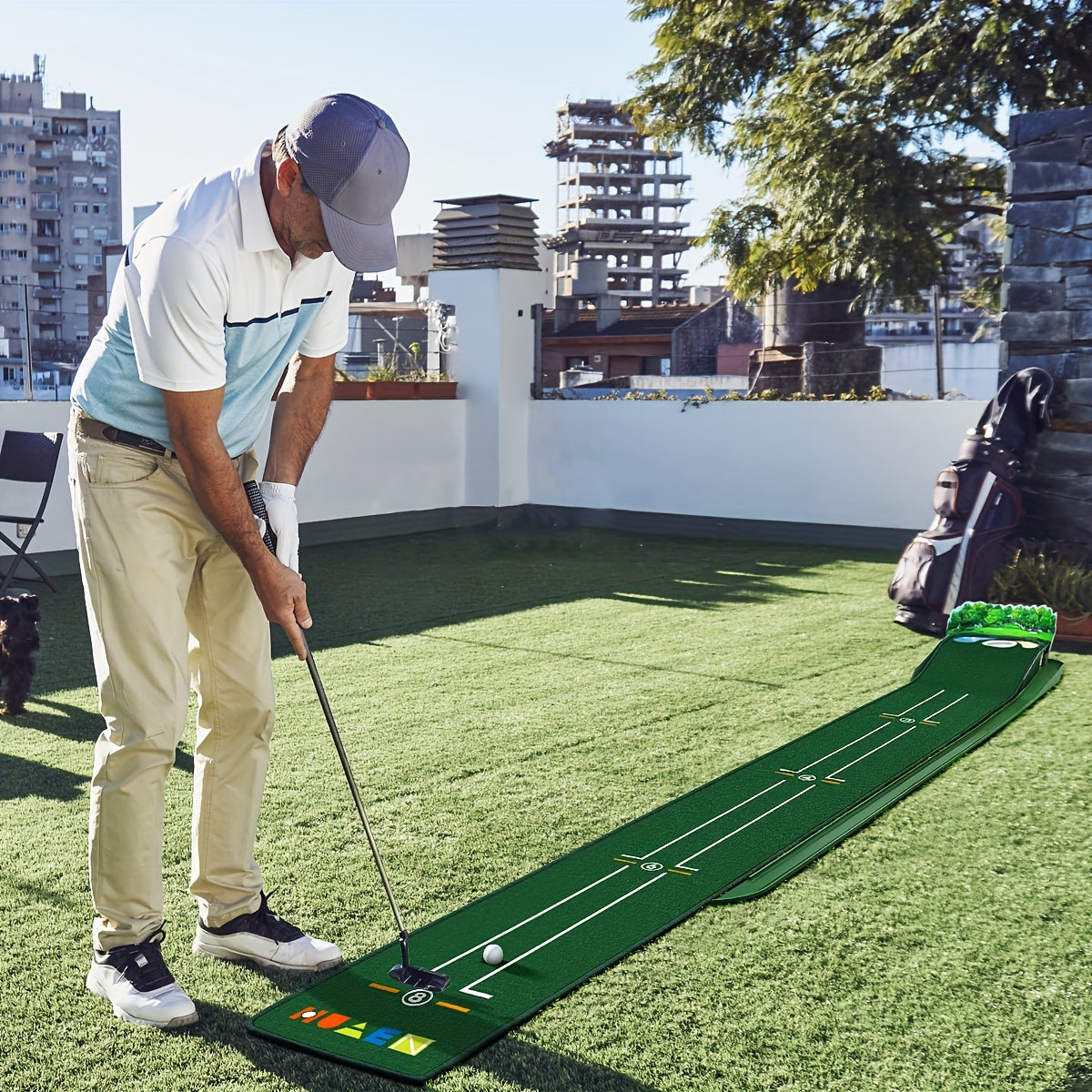 Golf Putting Mat with Ball Return with 3-Hole Design-2
